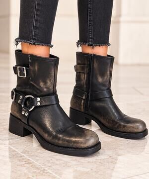 Steven Brixton Moto Black Ankle Booties size 9. 5 M Leather Upper